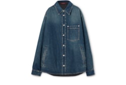 Camicia imbottita reversibile in denim e nylon
