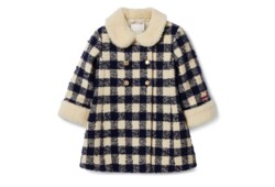 Baby gingham wool coat