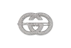 Interlocking G hair clip with crystals