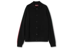 Cardigan en laine tricotée et soie avec bande Web