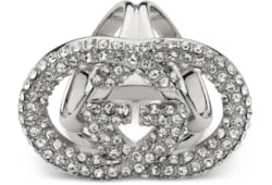 Crystal Interlocking G carré ring