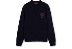 Knit wool cardigan with embroidery