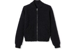 Wool lamé bouclé zip jacket