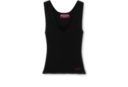 Cotton rib tank top with embroidery