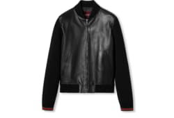 Chaqueta bomber de punto y piel napa