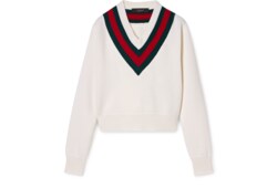 Pull en maille de laine fine avec bande Web