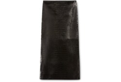 Gonna longuette in pelle con stampa coccodrillo