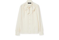 Camicia in crêpe di raso e seta con Incrocio GG