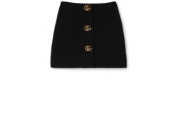 Crêpe wool skirt with Double G button