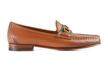 gucci leather horsebit loafer with web