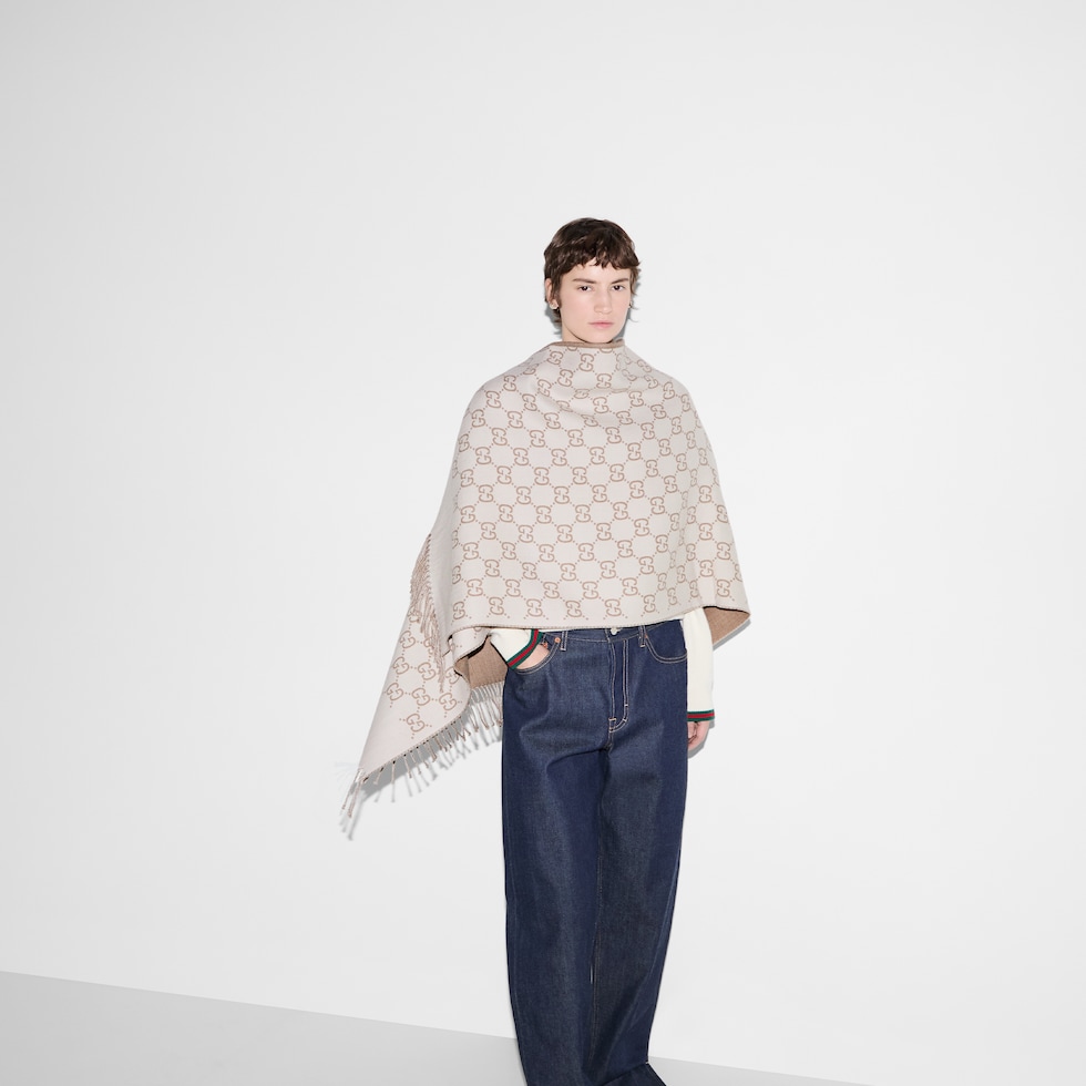 GG wool jacquard cape