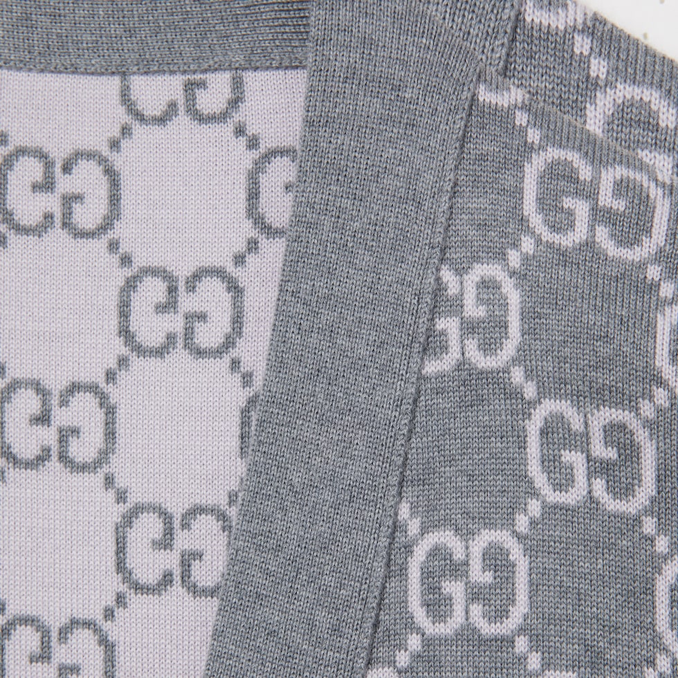 Reversible GG fine wool jacquard cardigan