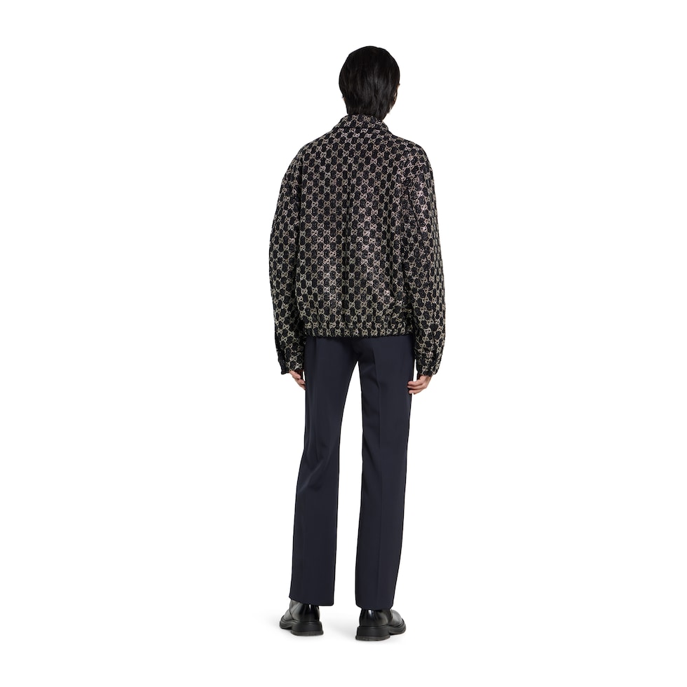 Embroidered wool tweed lamé jacket