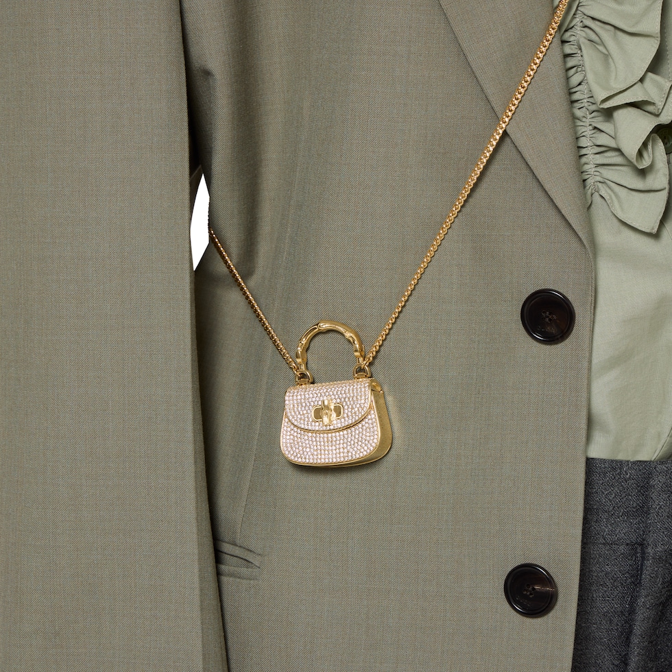 Crossbody necklace with Gucci Bamboo 1947 charm