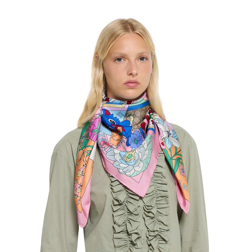 Gucci Besties printed silk twill carré