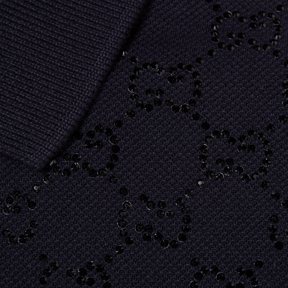 Cotton piquet polo shirt with crystals