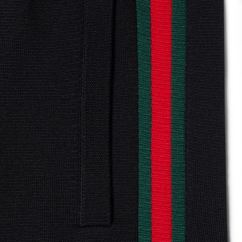 Knit wool silk leisure pants with Web