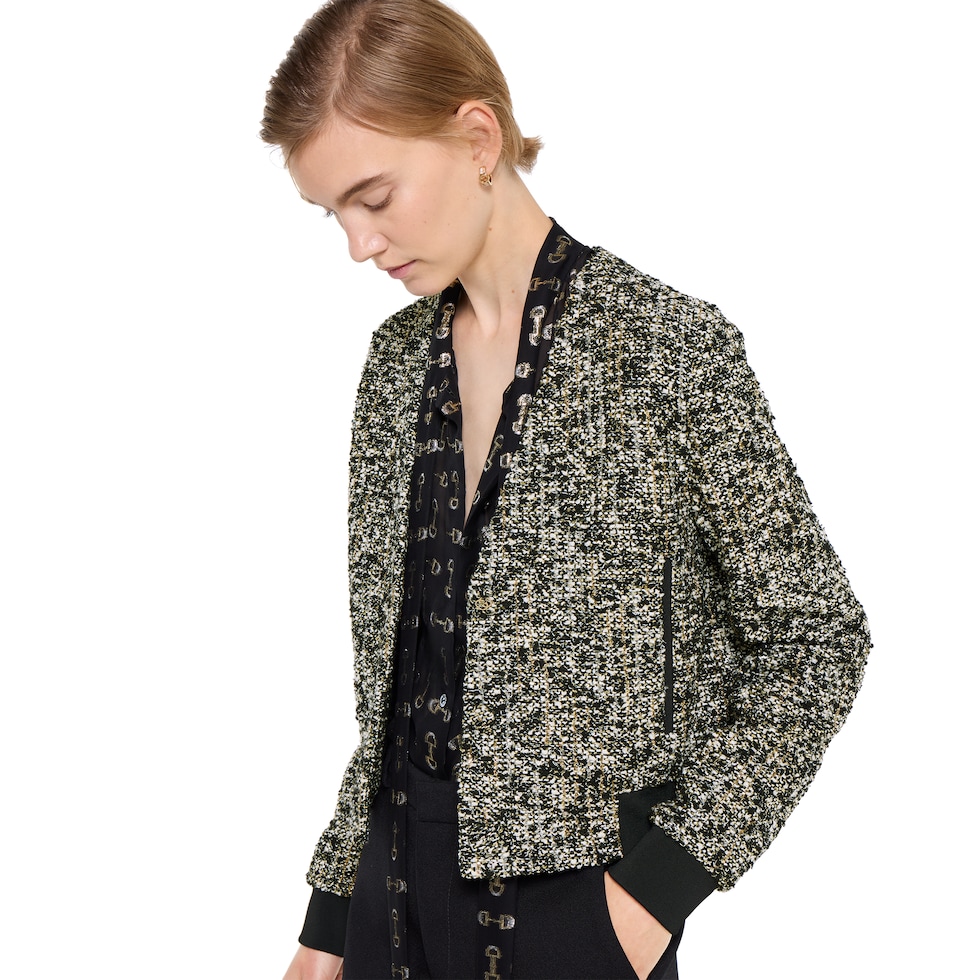 Laminated wool bouclé fabric jacket