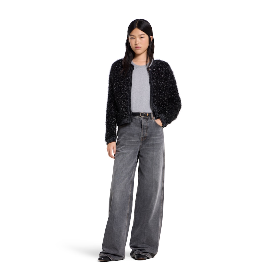 Shiny chunky wool cardigan