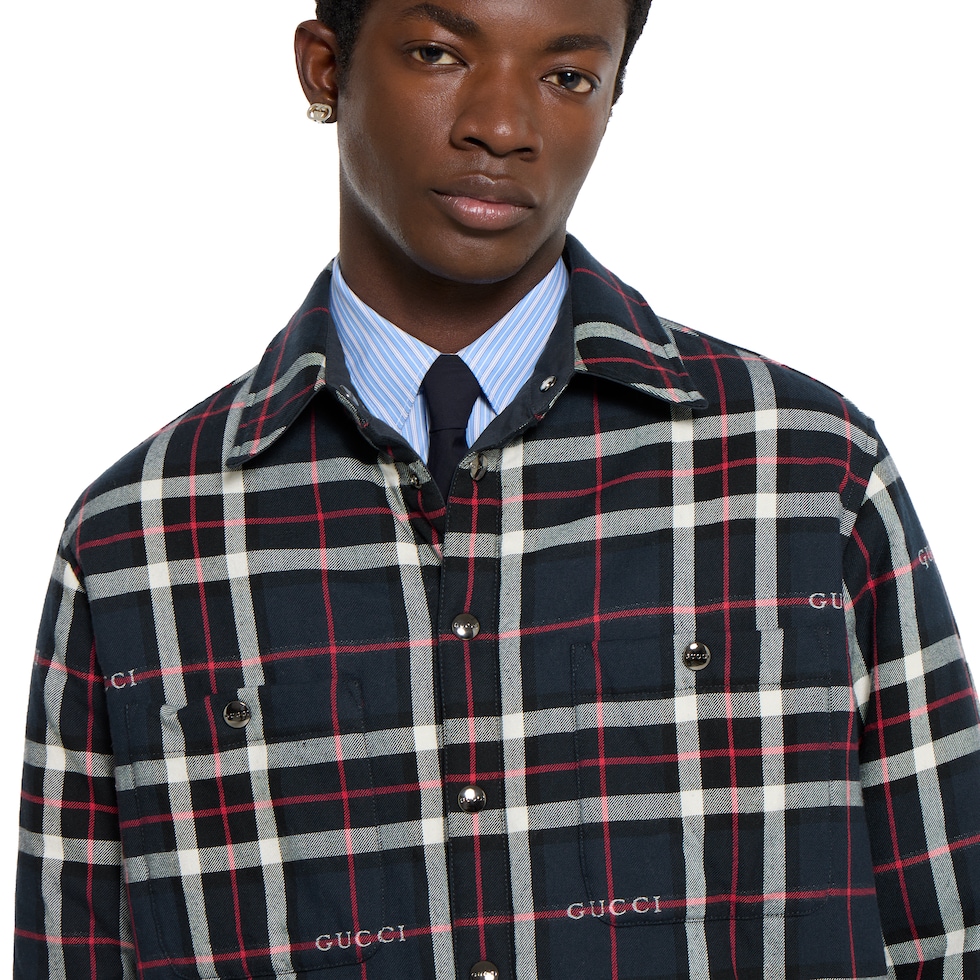 Tartan cotton jacquard padded shirt