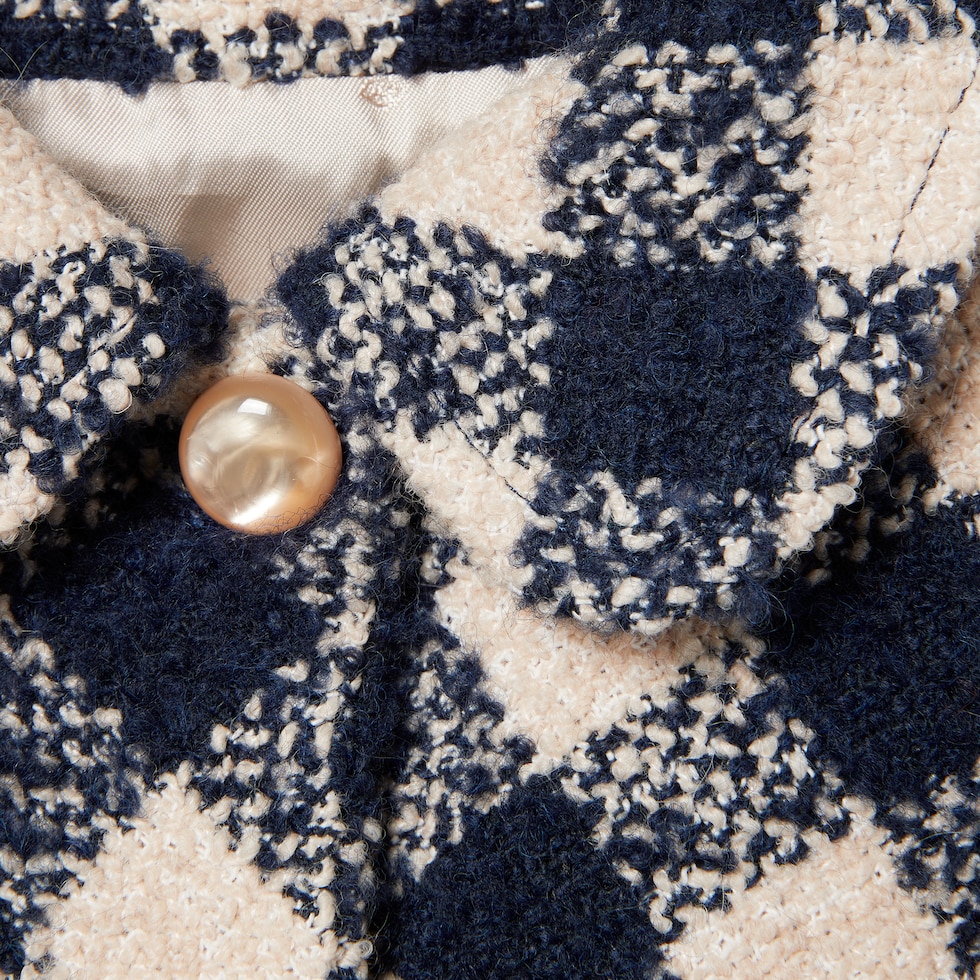 Children's gingham wool coat