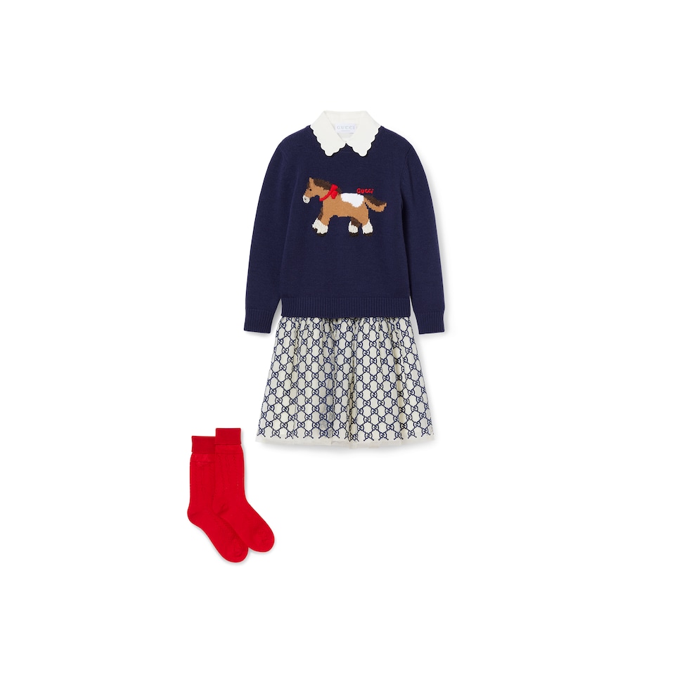 Children's embroidered GG nylon skirt