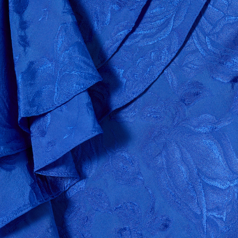 Silk twill jacquard shirt with ruffle trim