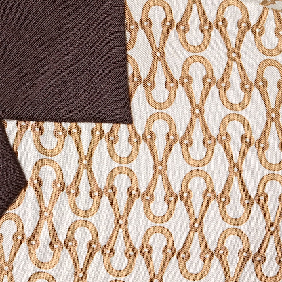 Printed silk twill bowling shirt