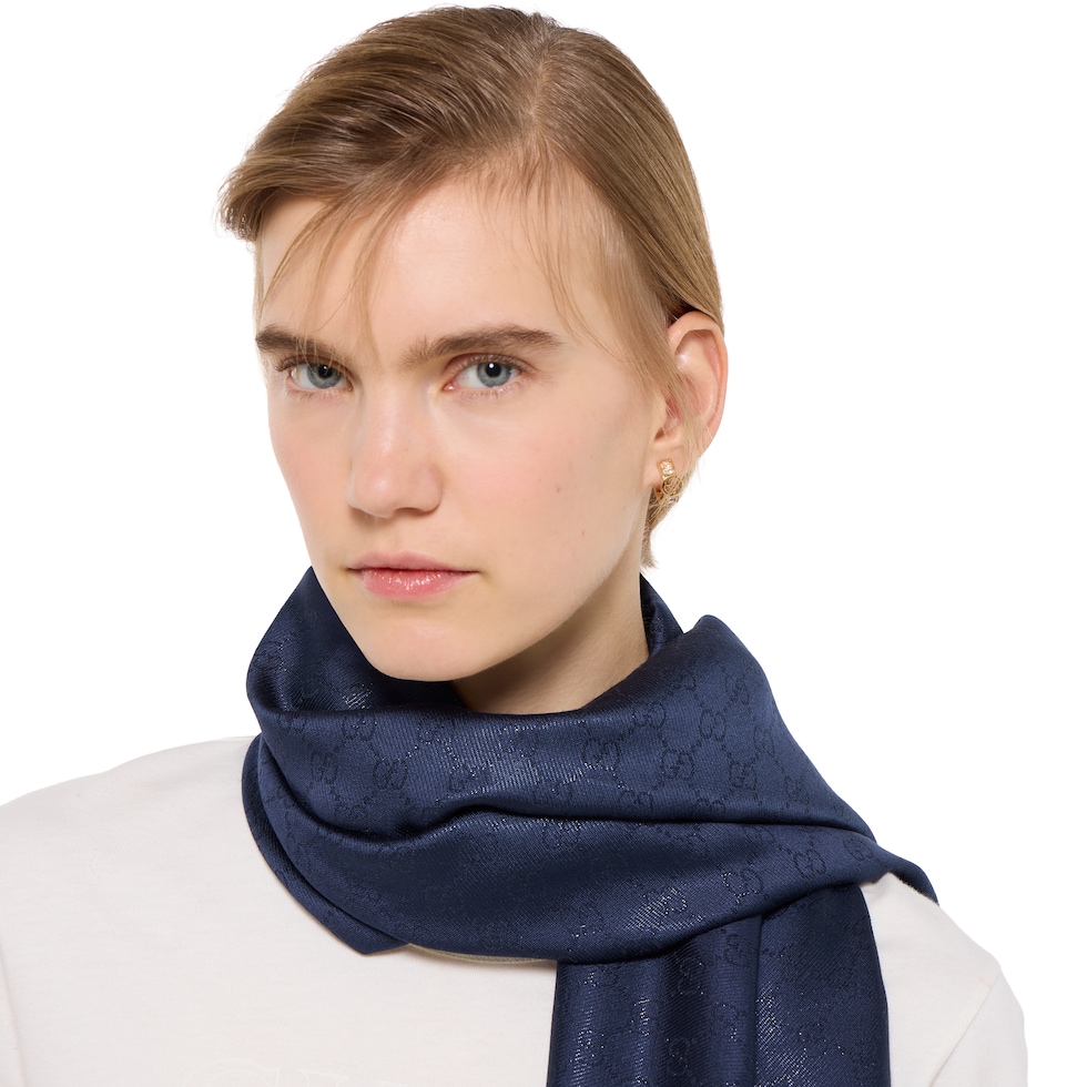 GG silk wool lamé shawl