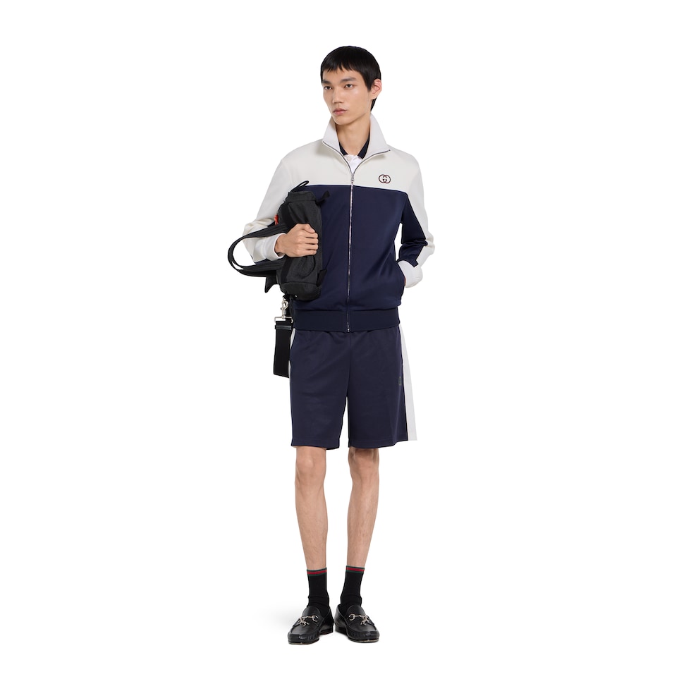 Technical jersey shorts with embroidery