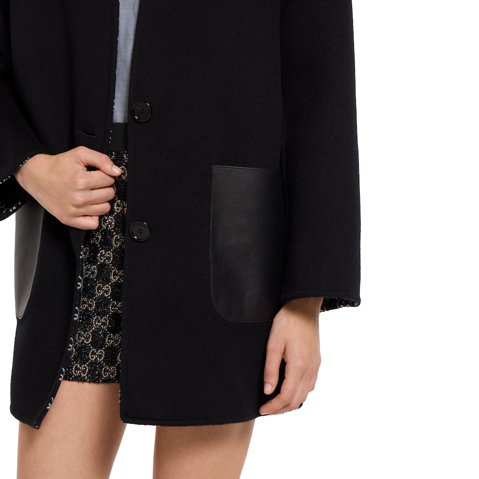 双面桑蚕丝羊毛混纺大衣