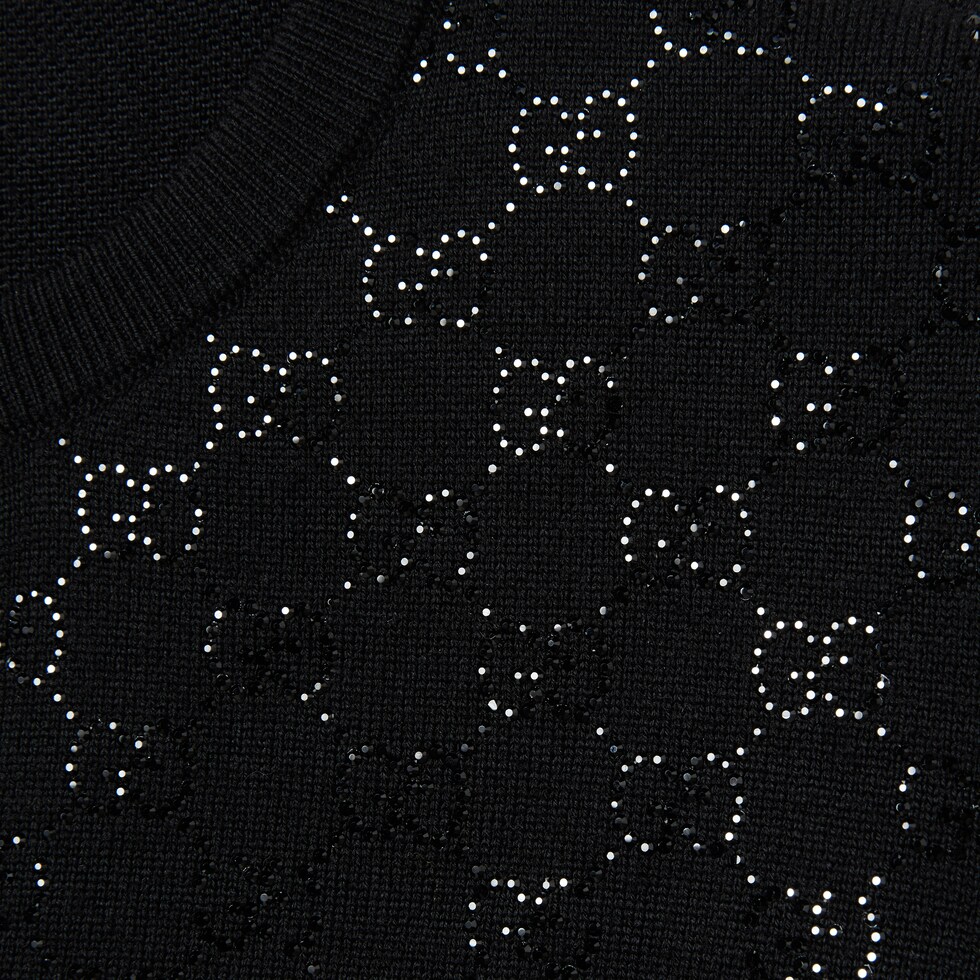 Cárdigan de lana fina con GG con cristales