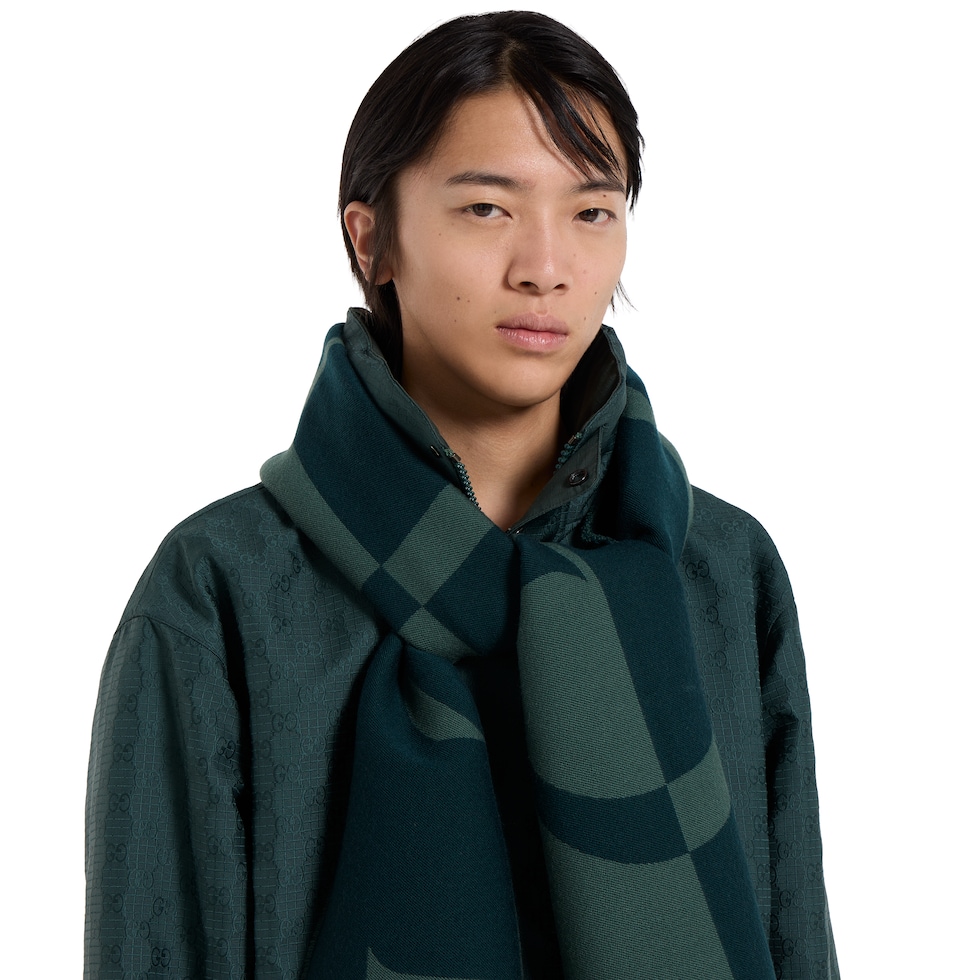 Wool scarf with Gucci logo