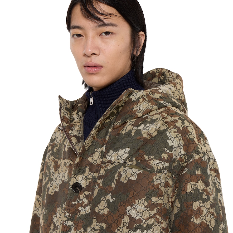 GG marbled cotton jacquard padded jacket