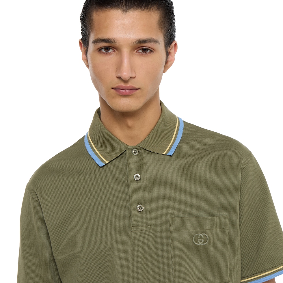 Cotton piquet polo shirt with embroidery