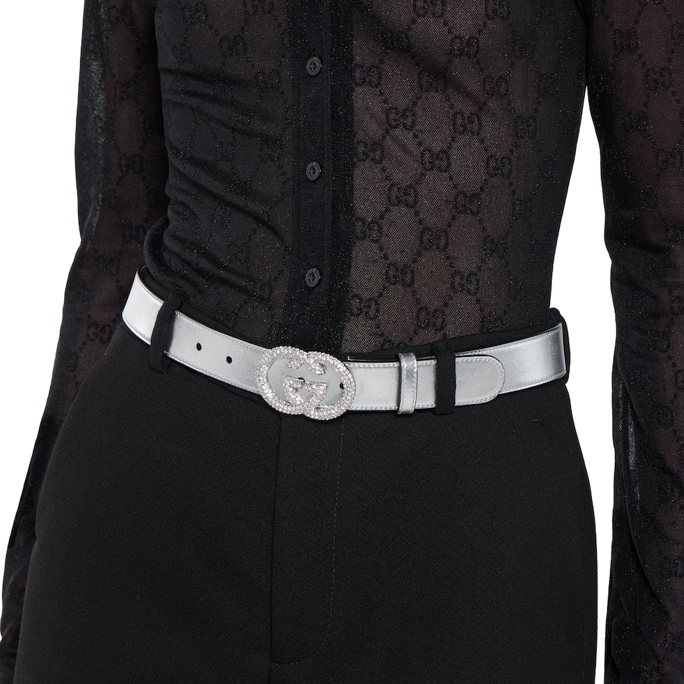 Thin belt with Interlocking G buckle