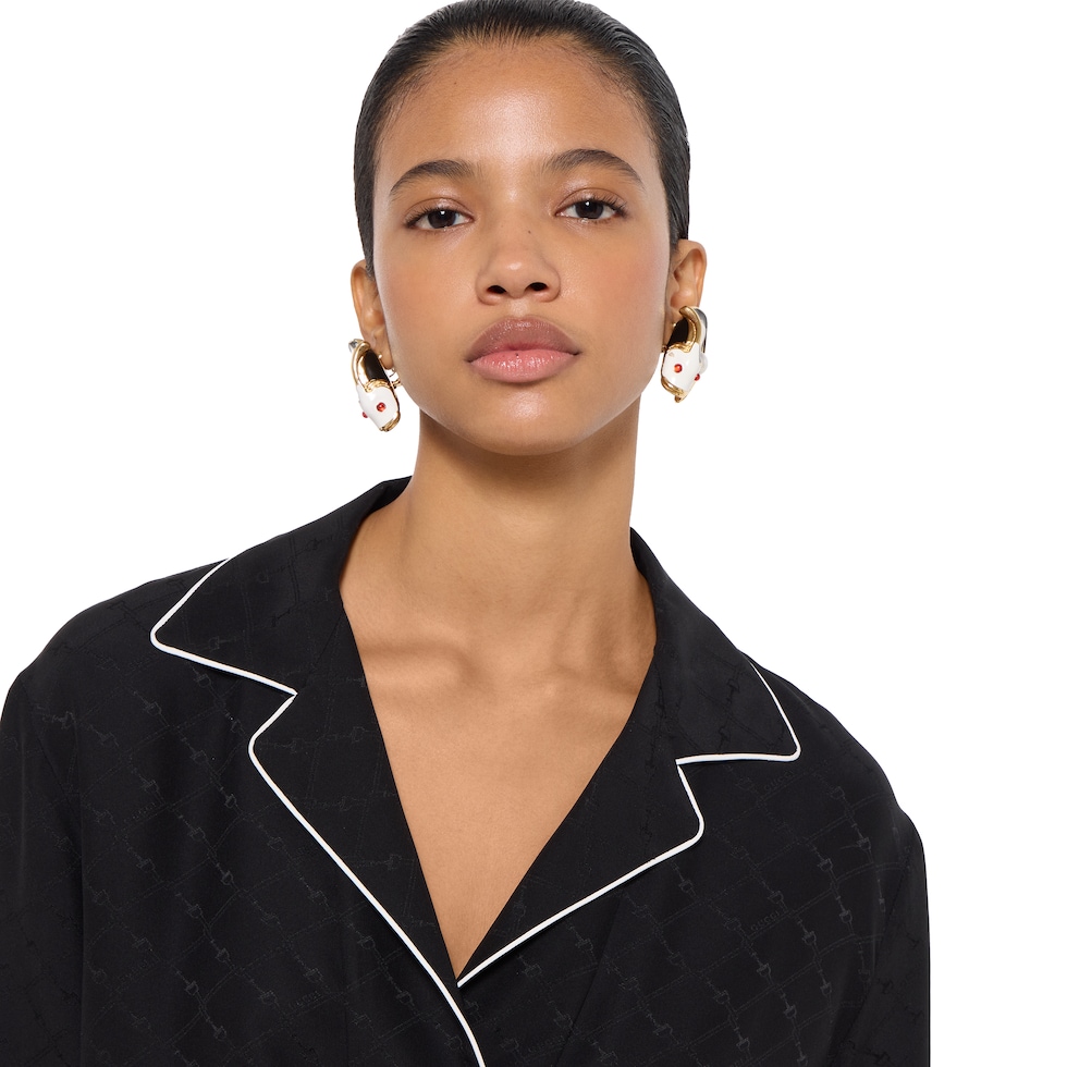 T-shirt in seta jacquard con Morsetto