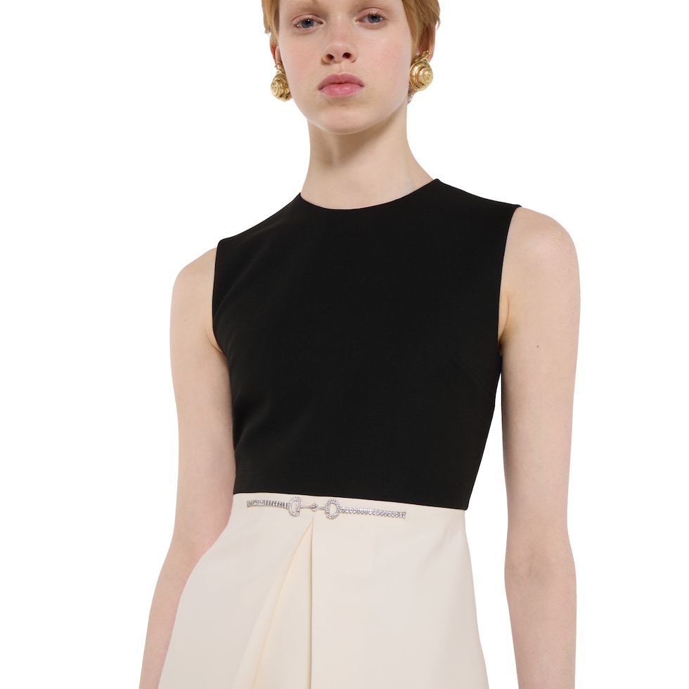 Robe en laine et soie avec Mors en cristaux