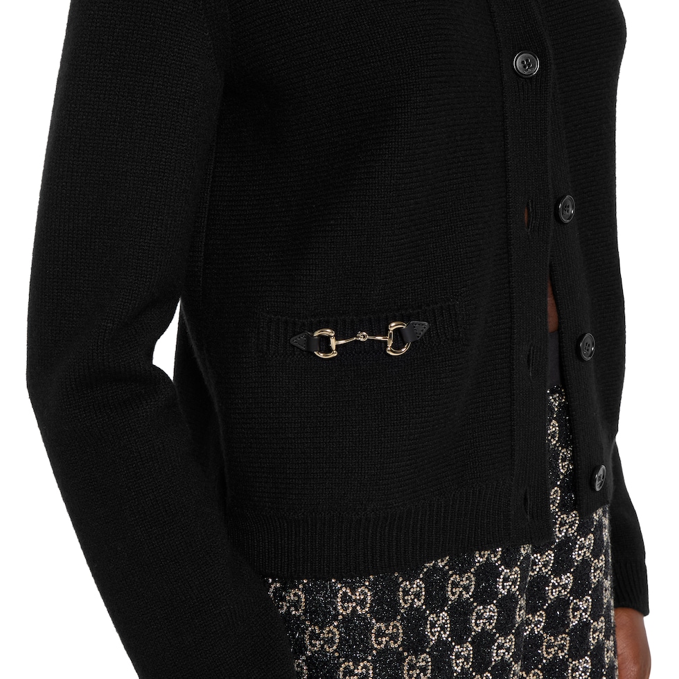 홀스빗 디테일의 울 캐시미어 가디건