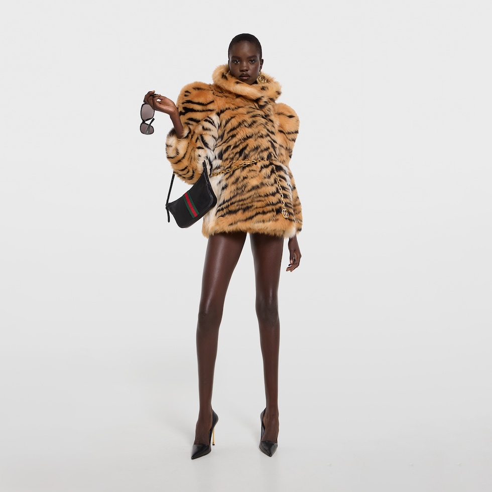 Smooth long shearling coat