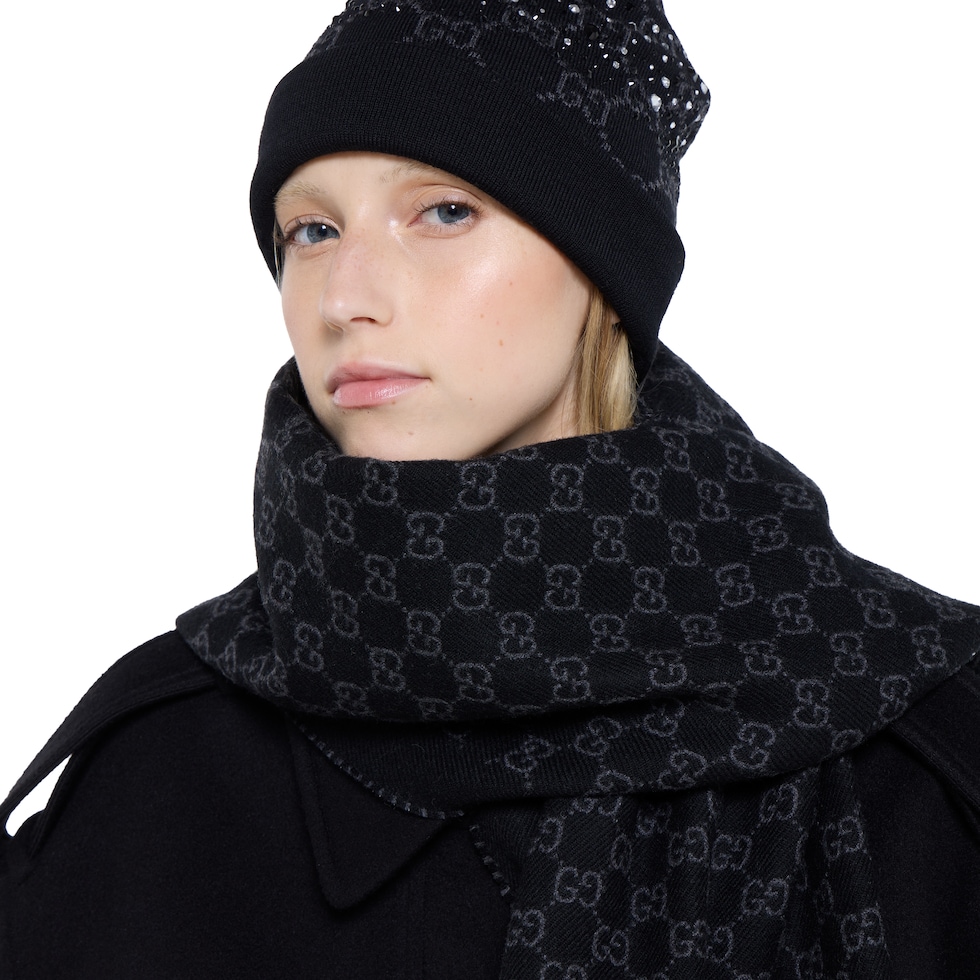 GG wool scarf with crystals