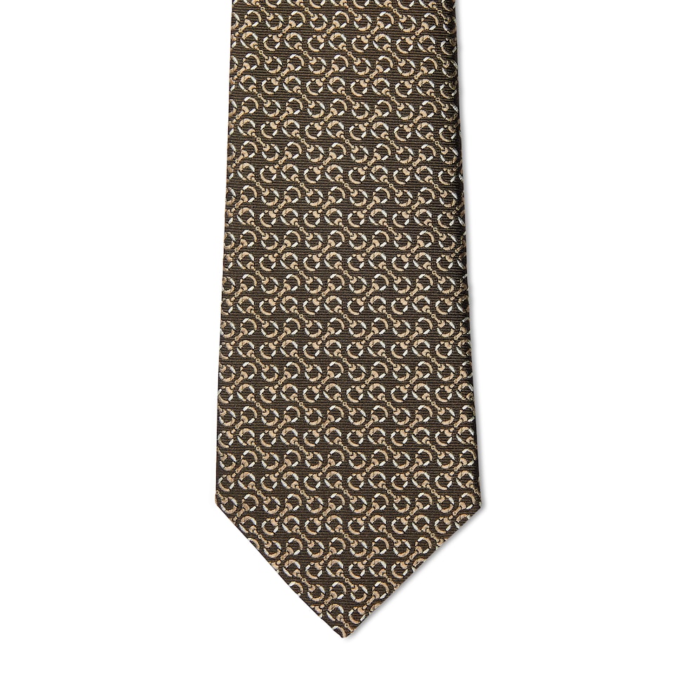 Horsebit silk jacquard tie