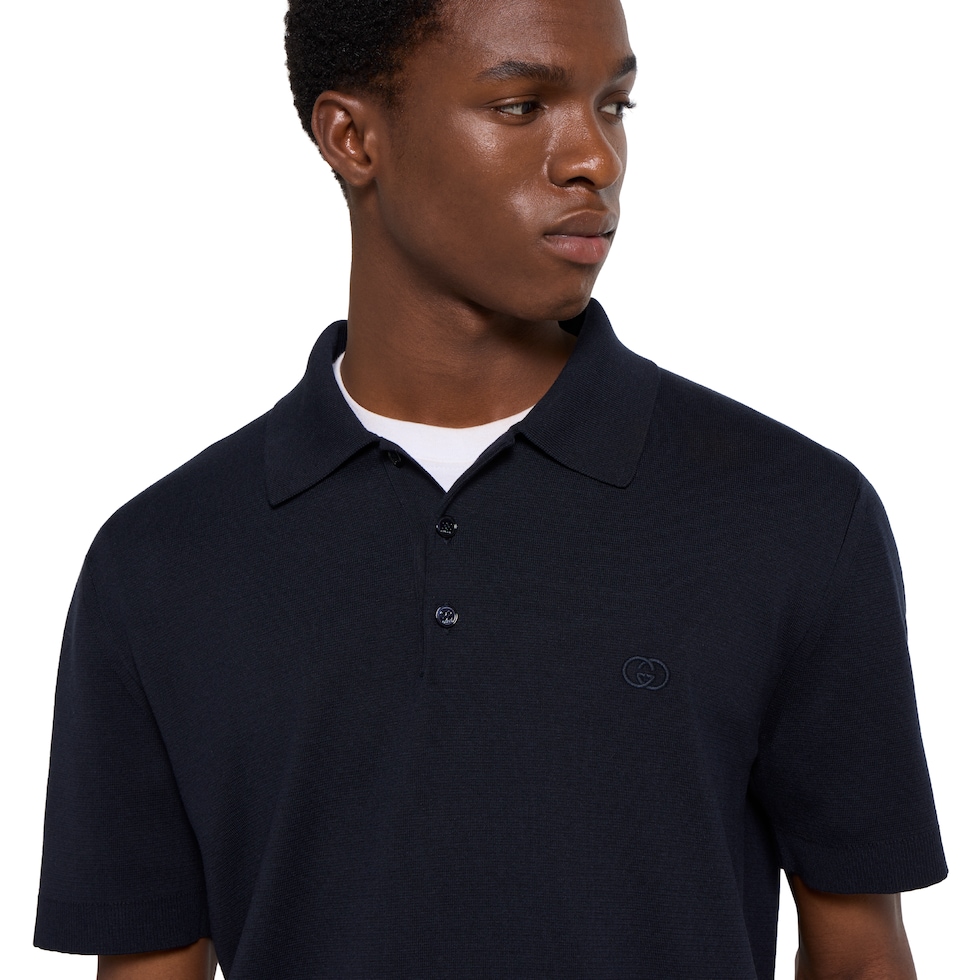 Silk cotton polo shirt with embroidery