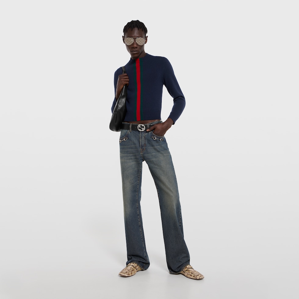 Men's python loafer with Horsebit