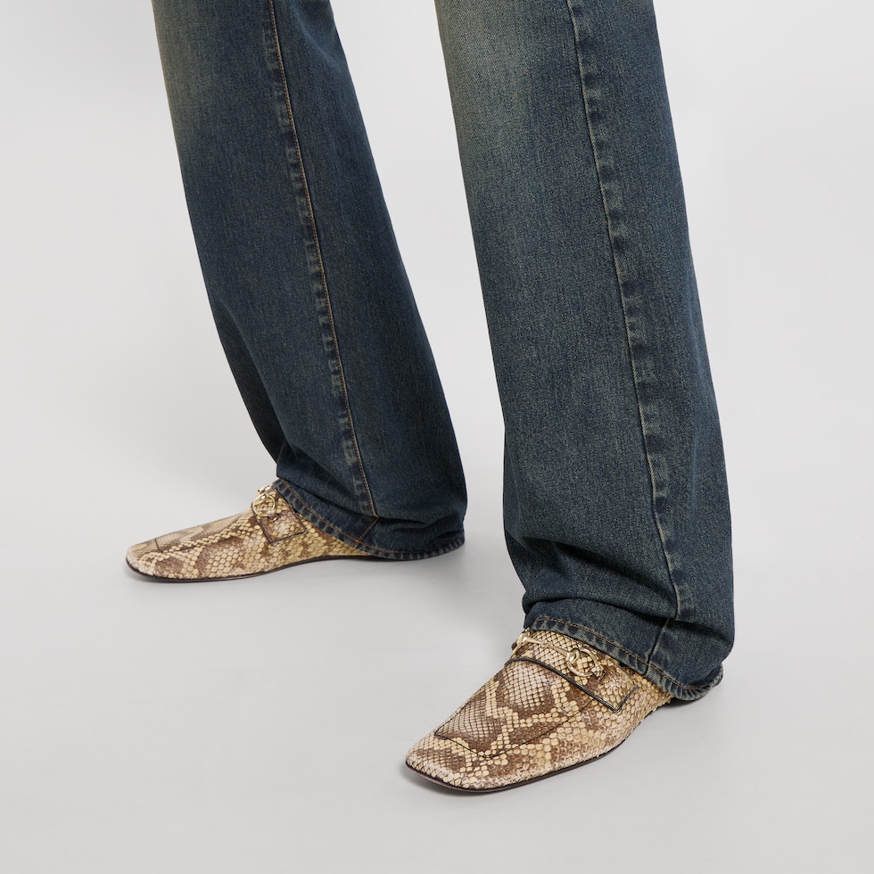 Men's python loafer with Horsebit