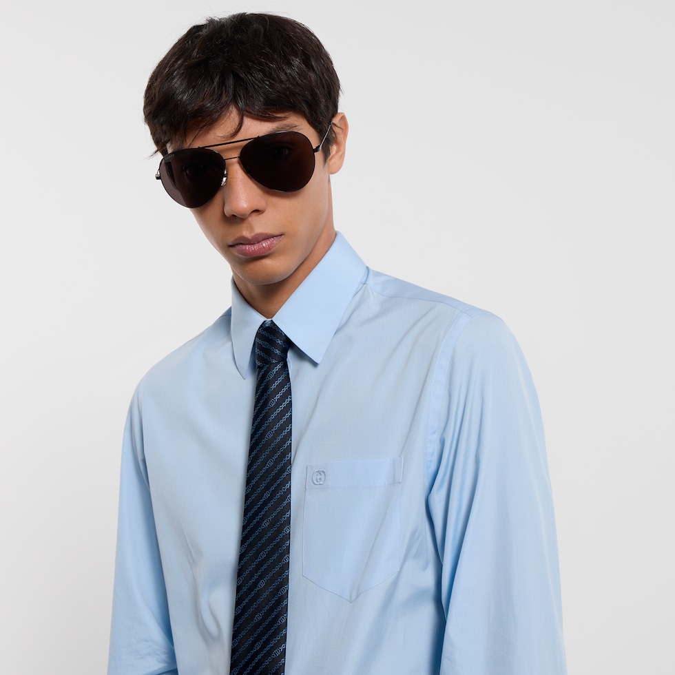 Interlocking G chain silk tie