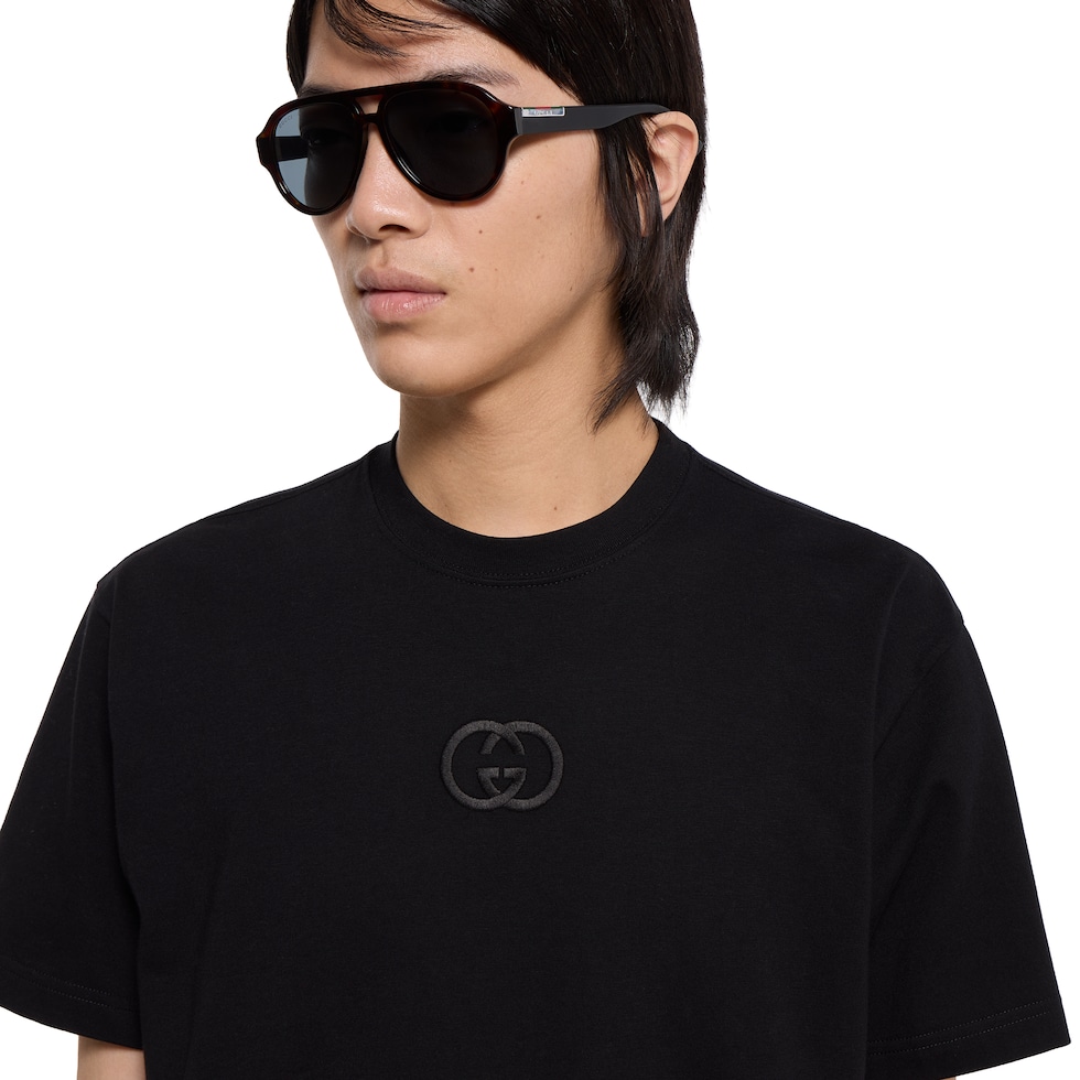 エンブロイダリー付き コットンジャージー Tシャツ