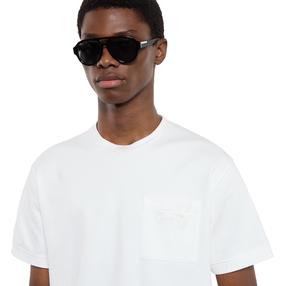 Cotton piquet T-shirt with embroidery