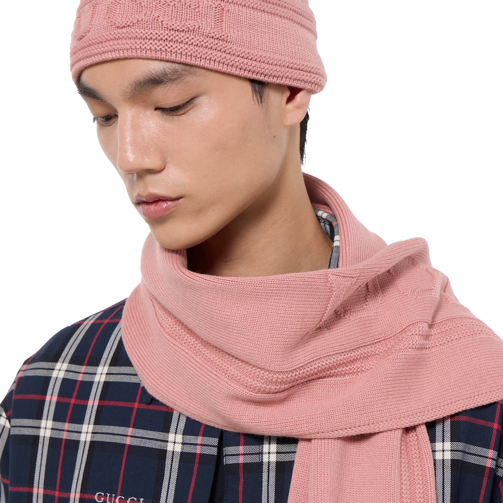 GUCCI ロゴ入り ウールニット スカーフ