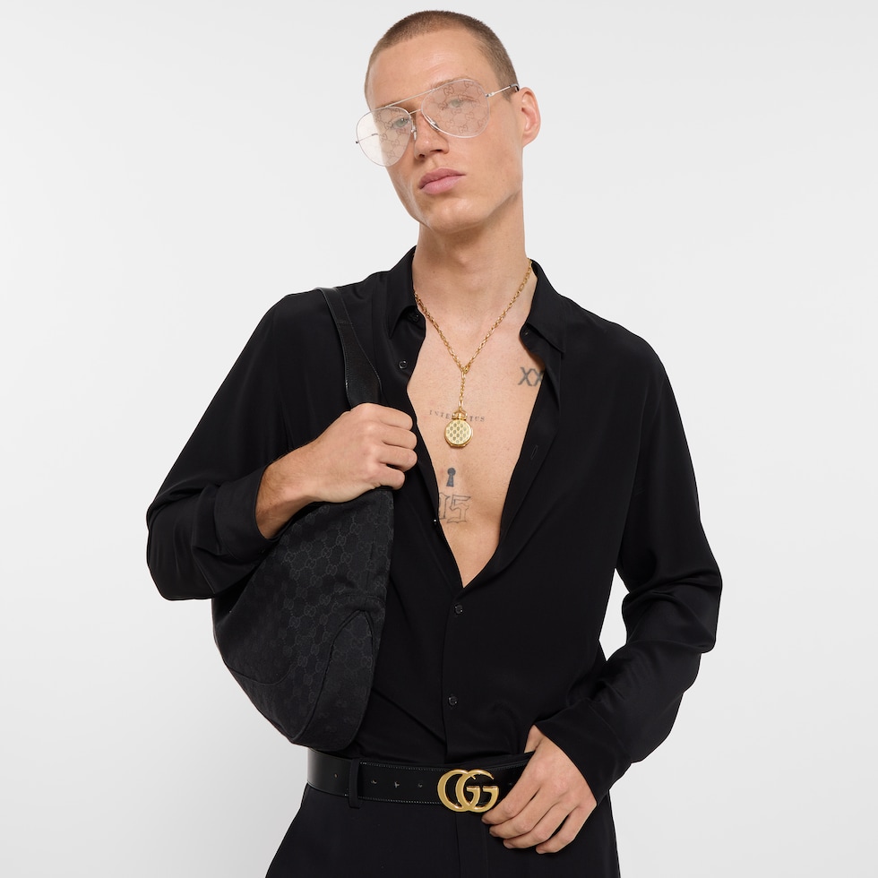 GG motif locket chain necklace